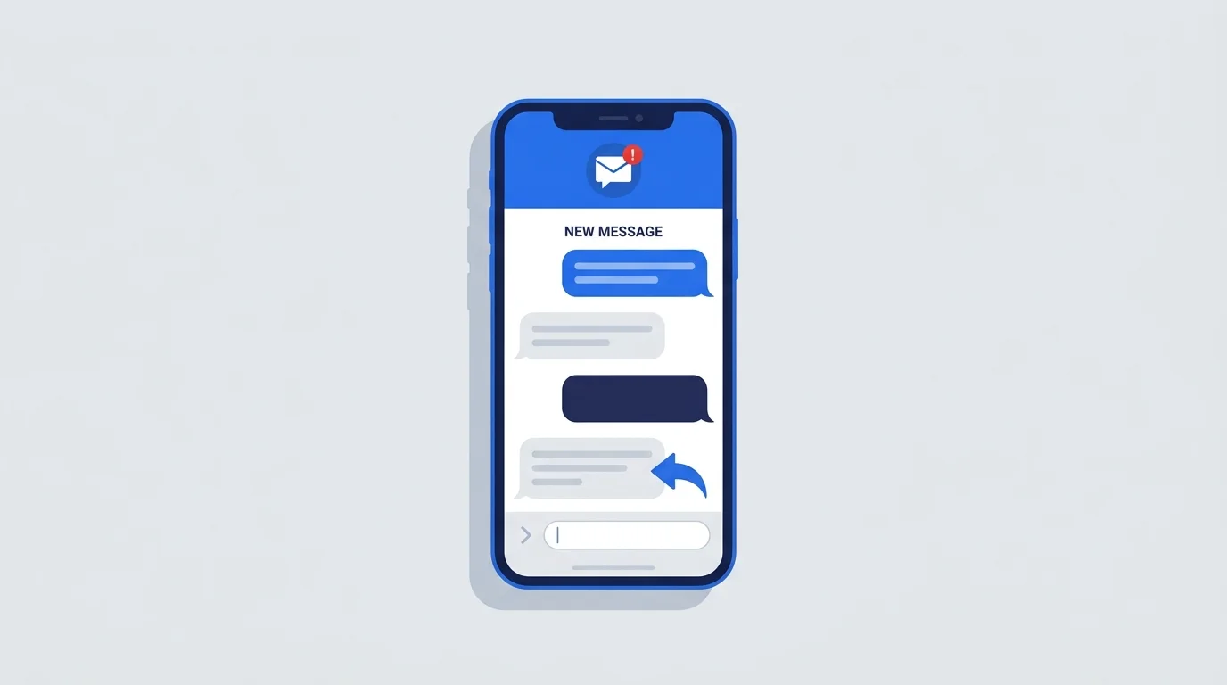 Illustration of a phone displaying a delayed message reply.