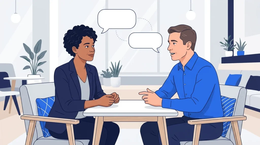 Two people having an honest and respectful conversation.