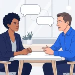 Two people having an honest and respectful conversation.