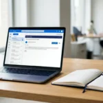 Laptop displaying an email interface on a professional office desk.