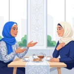 Two friends sharing a warm conversation about a kind compliment.