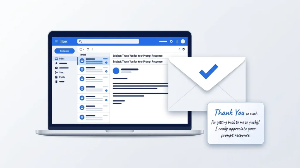 Illustration of a thank-you email for a prompt response